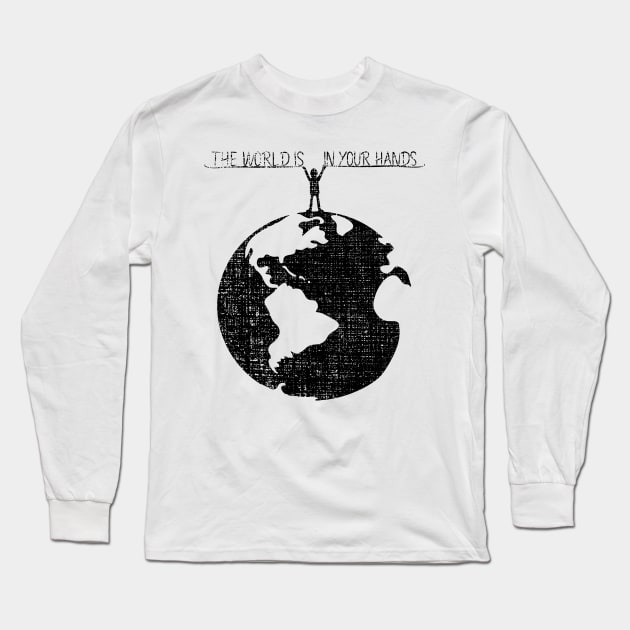 'The World Is In Your Hands' Food and Water Relief Shirt Long Sleeve T-Shirt by ourwackyhome